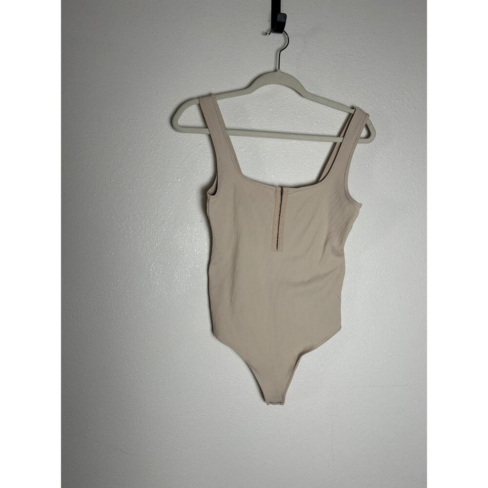Abercrombie & Fitch Bodysuit Womens Medium Brown Tan Ribbed Clasps Tank Size Med